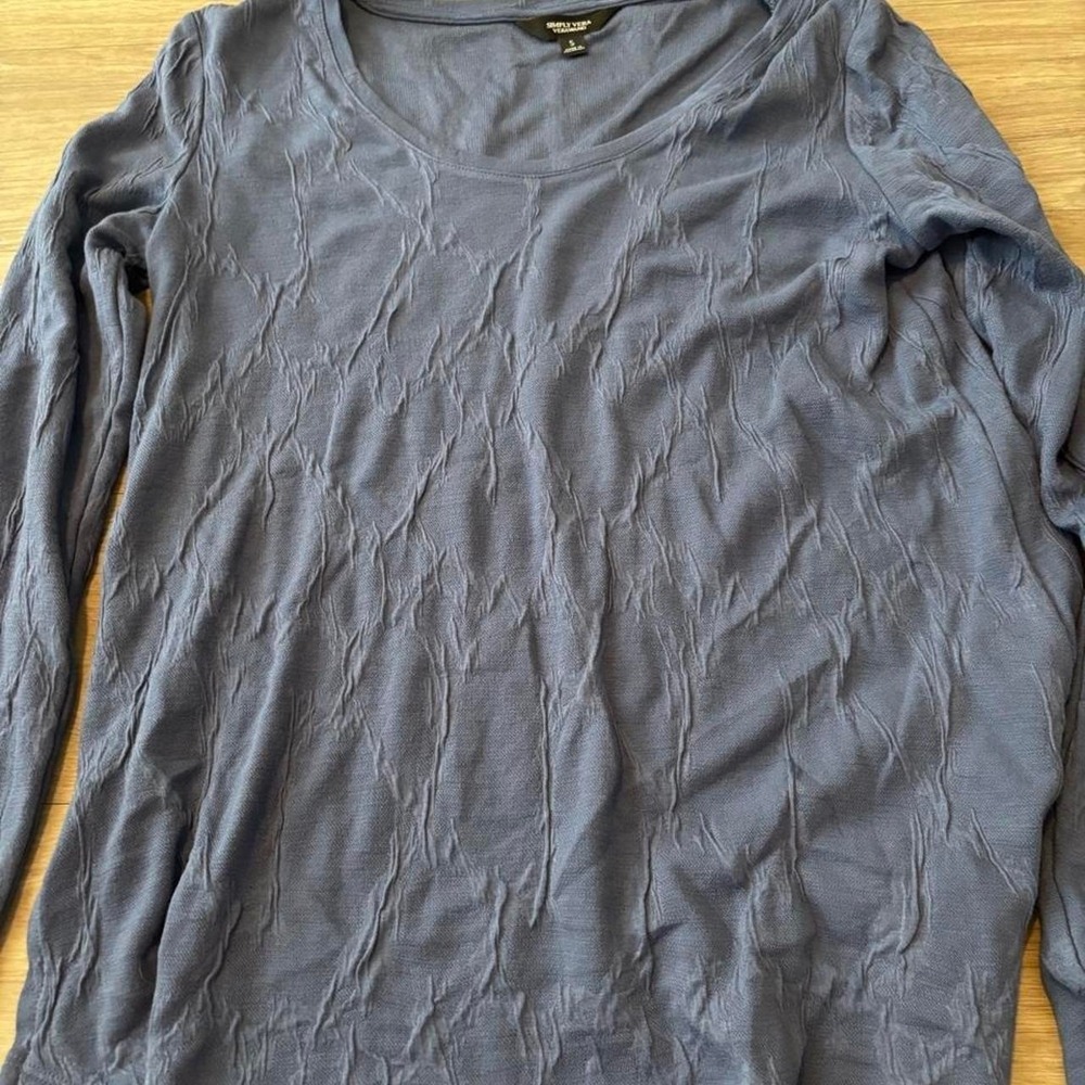 Simply Vera Vera Wang blue textured long sleeve top